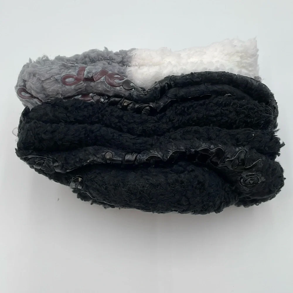 Dearfoams‎ Crew Fuzzy Slipper Cabin Socks Shoe Size 4-10 - 2 Pack - Black/Grey